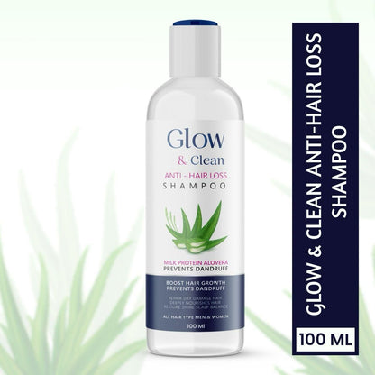 GLOW & Clean Anti-Hair Loss Shampoo 100ml - Infused with 25 Rich Ingredients for Healthy Hair (Pack of 2)