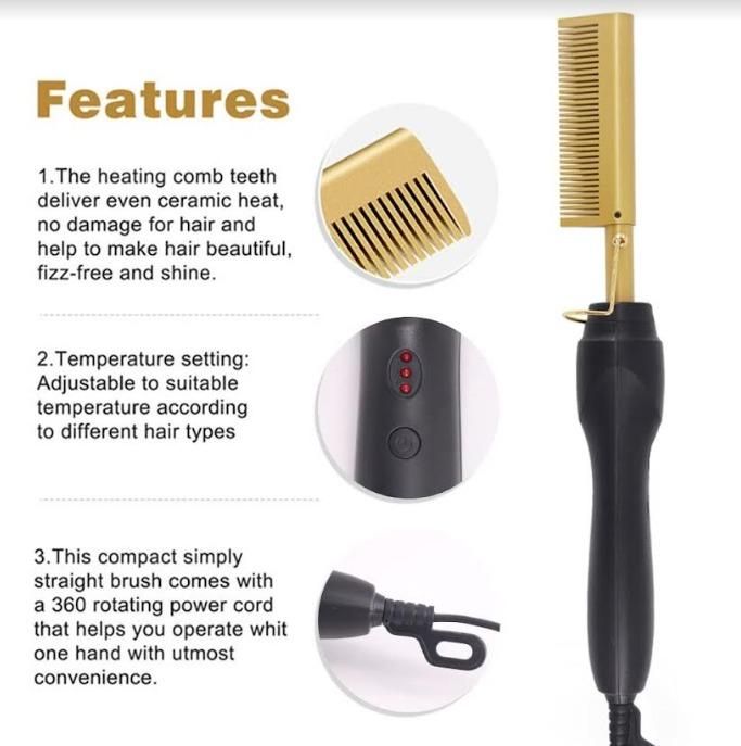 Straightening Pressing Comb Hair Straightener Curler For Natural Hair