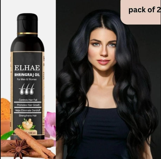 Herayu Bhringraj Ayurvedic Hair Oil Promote Hair growth, Hair Fall Control For Men & Women .(Pack of 2)