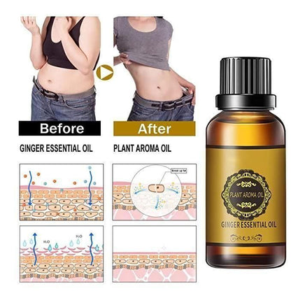 Belly Drainage Ginger Oil, Lymphatic Drainage Ginger Oil, Slimming Tummy Ginger Oil, Ginger Essential Oil for Swelling and Pain Relief, Care  for Skin (10ML) - Pack of 2