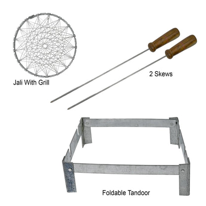 Barbeque Grill Stand with 2 Skewers & 1 Jali