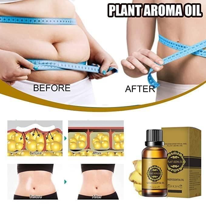 Belly Drainage Ginger Oil, Lymphatic Drainage Ginger Oil, Slimming Tummy Ginger Oil, Ginger Essential Oil for Swelling and Pain Relief, Care  for Skin (10ML) - Pack of 2