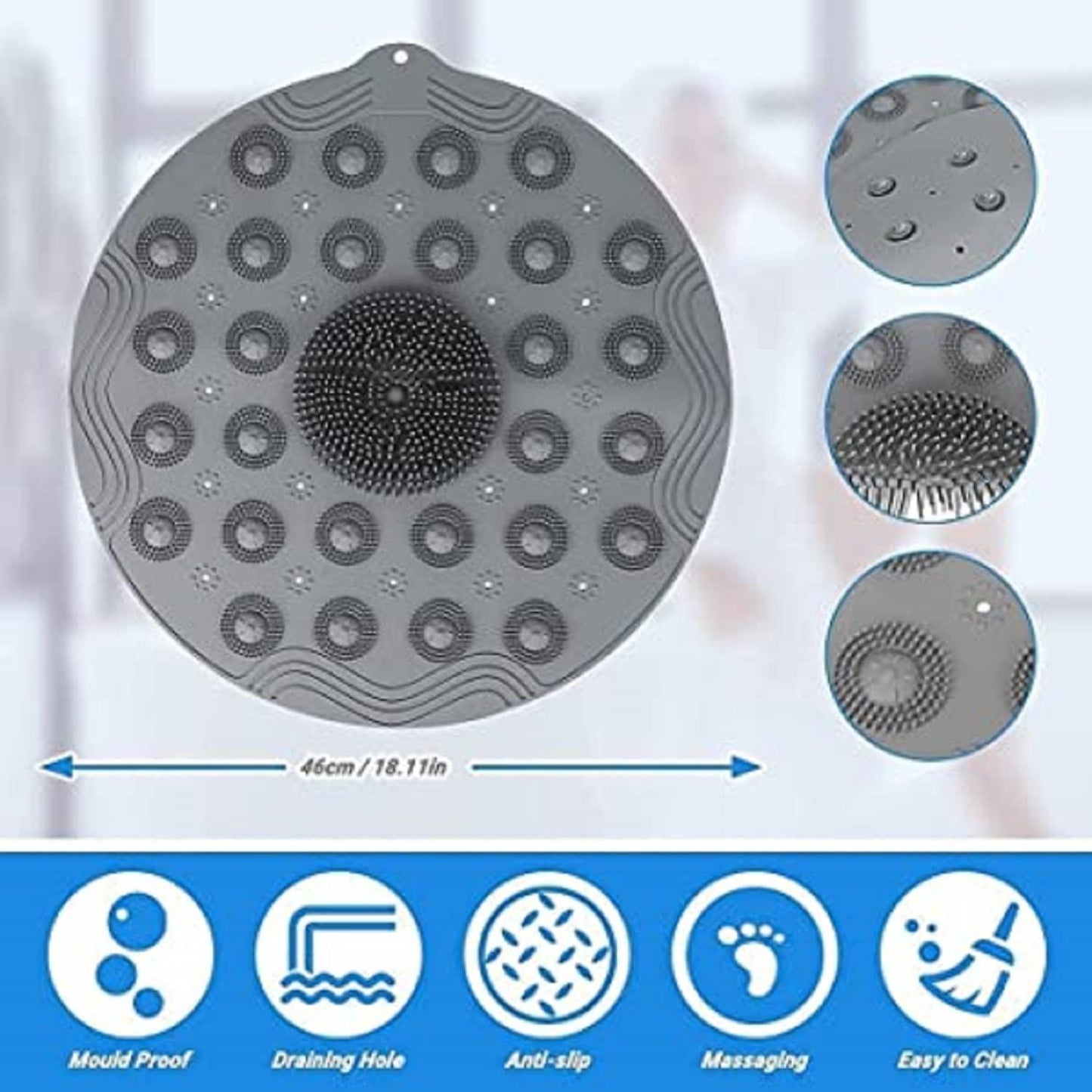 Shower Foot Cleaner Scrubber Foot Brush Massager Pad Non Slip Suction Cup Exfoliating Dead Skin Foot Mat for Shower (Pack of 2)