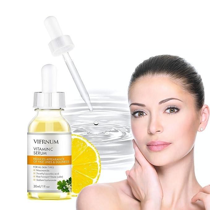 Serum for Face Brightening Skin with Vitamin B & Hyaluronic Acid, Anti Aging 30ml